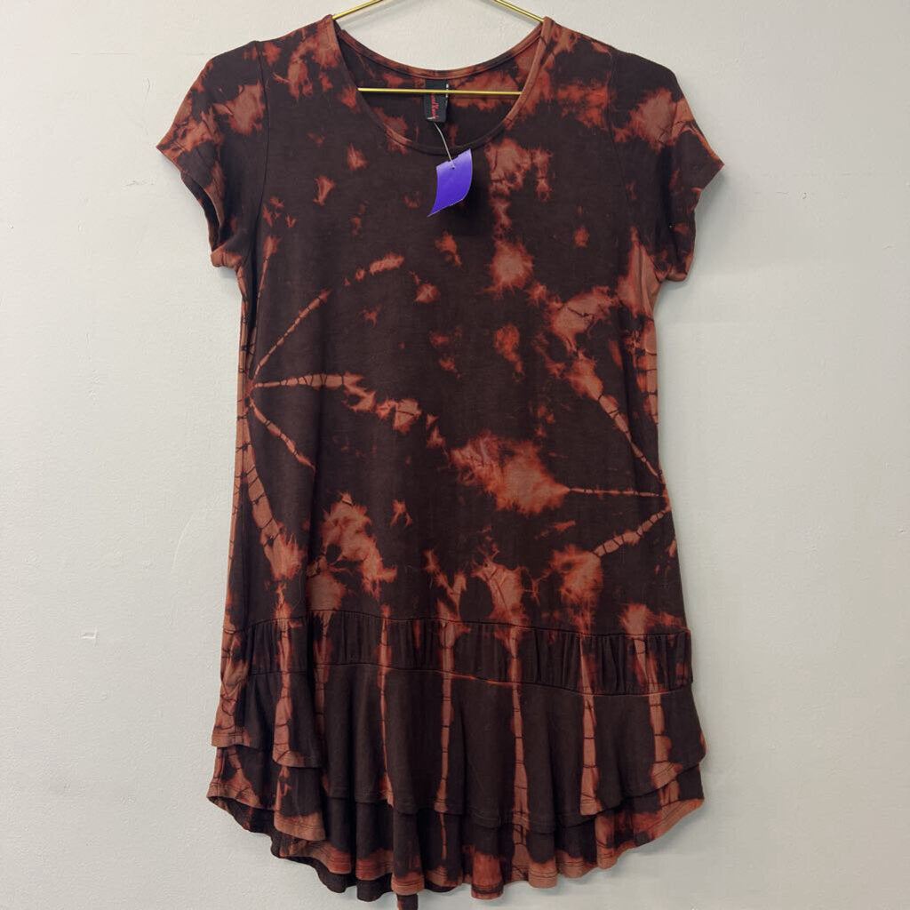 Sacred Threads Tie Dye Ruffle Hem Top Small