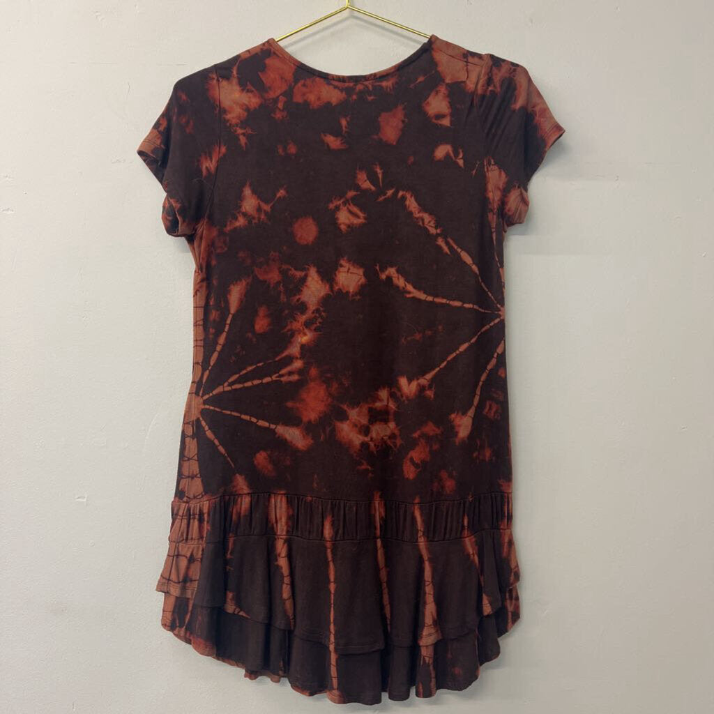 Sacred Threads Tie Dye Ruffle Hem Top Small