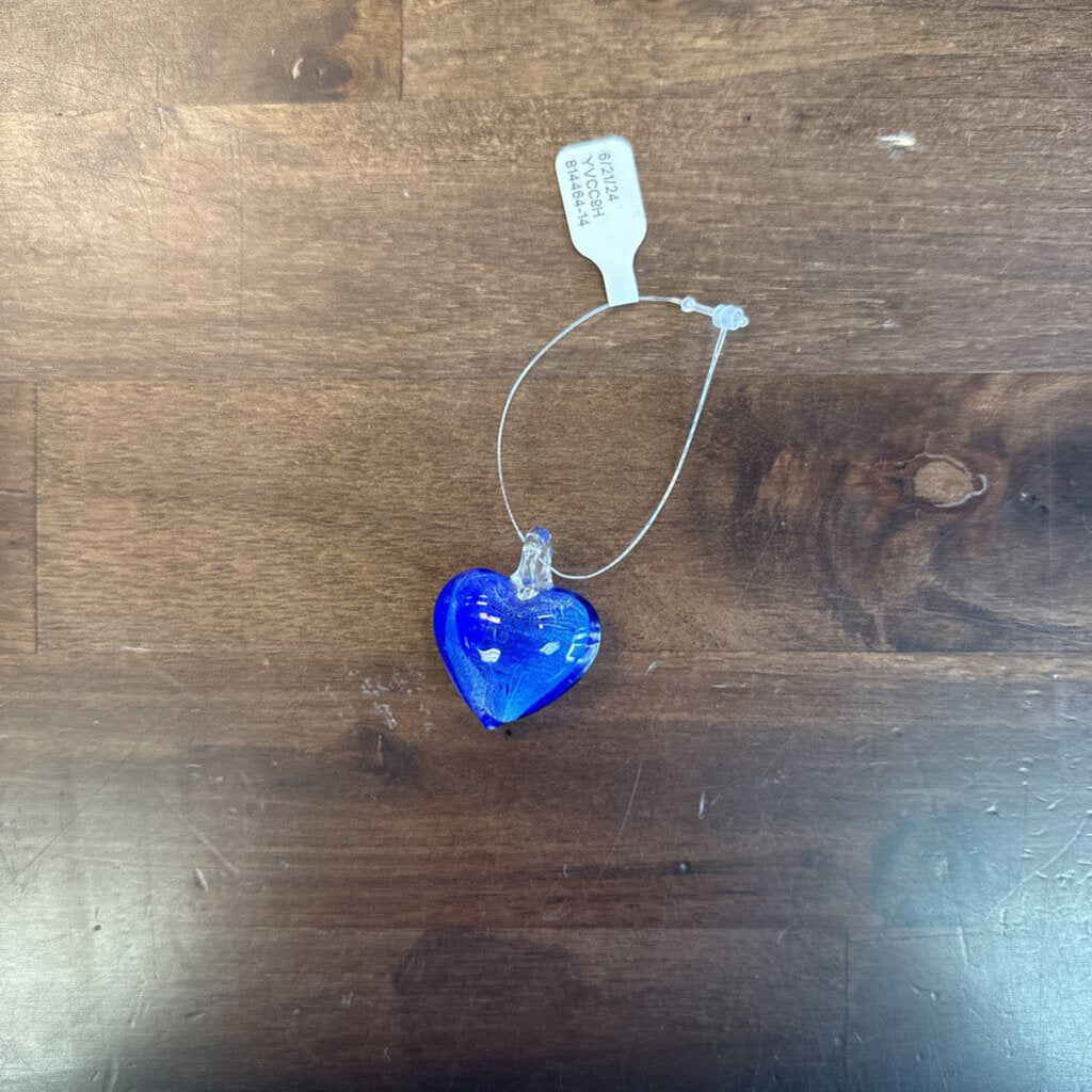 Blue Glass Heart Pendant