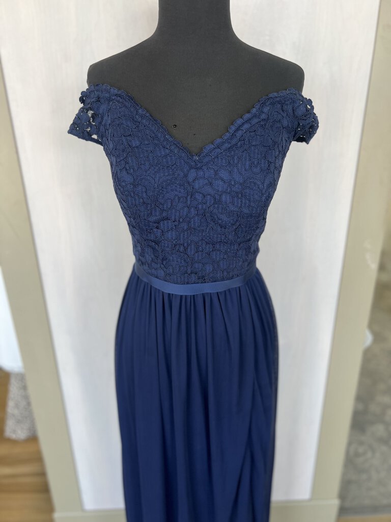 Davids Navy Lace Off Shoulder Top Dress 10 NWT