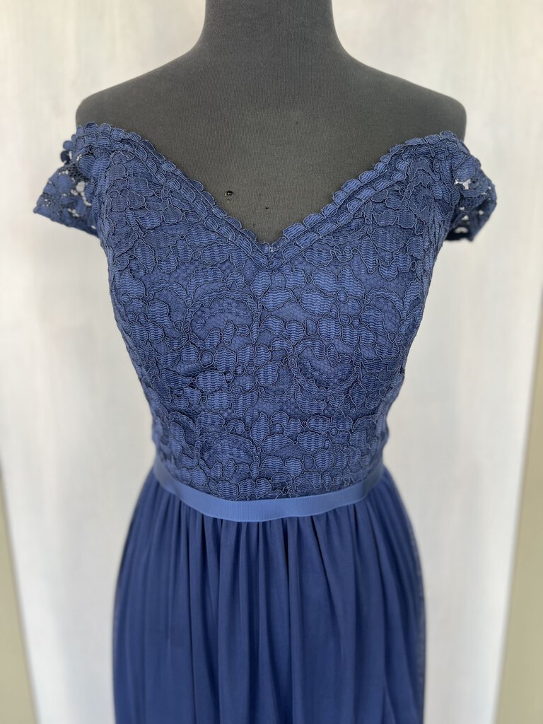 Davids Navy Lace Off Shoulder Top Dress 10 NWT