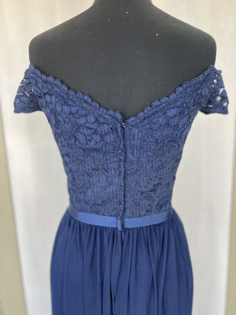 Davids Navy Lace Off Shoulder Top Dress 10 NWT