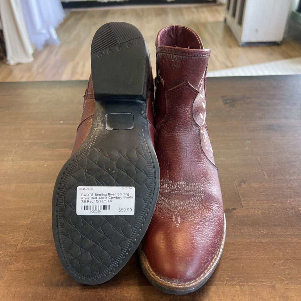 Sterling River Red Ankle Cowboy Boots 7.5