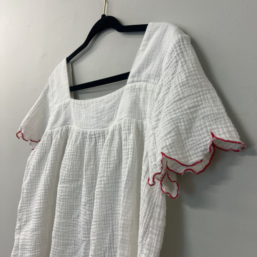 English Factory White Top With Red Edging Small