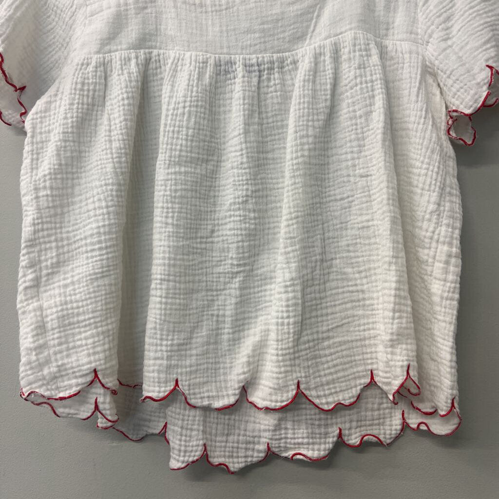 English Factory White Top With Red Edging Small