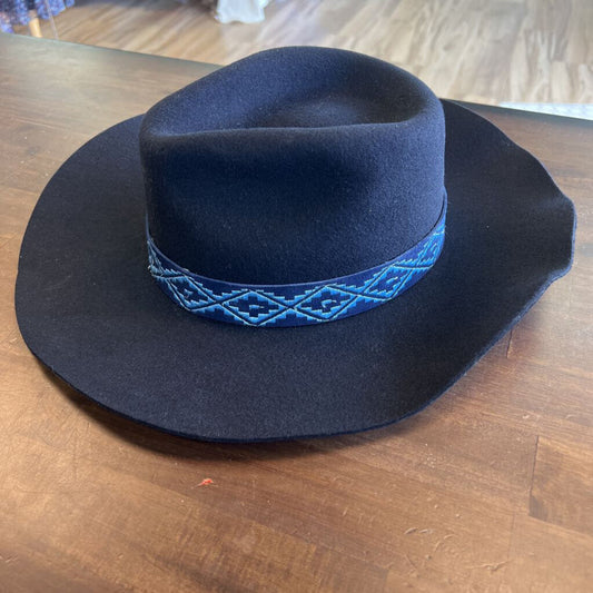 Madewell Wyeth Black Wool Blue Band Cowboy Hat NWT