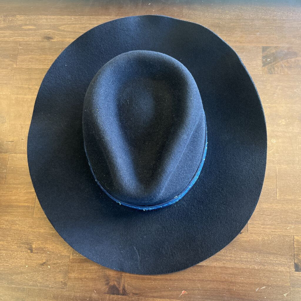 Madewell Wyeth Black Wool Blue Band Cowboy Hat NWT