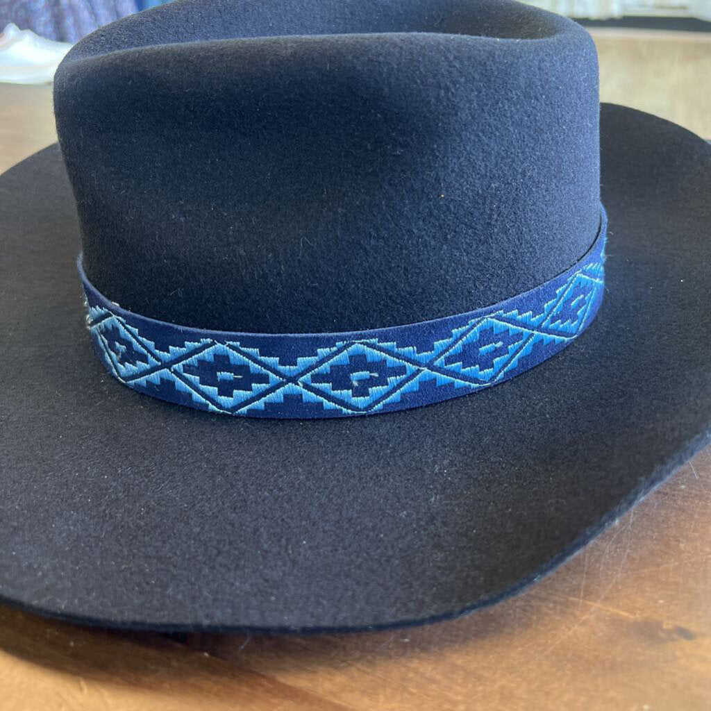 Madewell Wyeth Black Wool Blue Band Cowboy Hat NWT