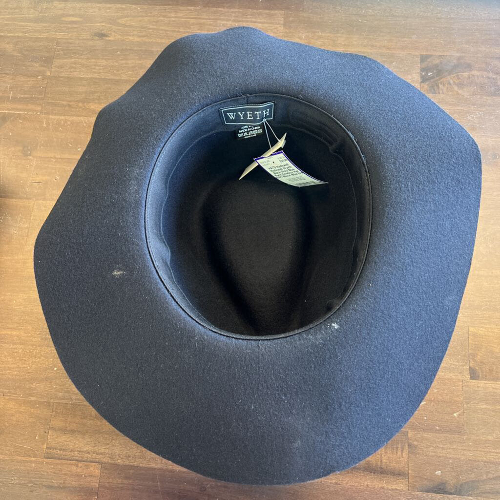 Madewell Wyeth Black Wool Blue Band Cowboy Hat NWT