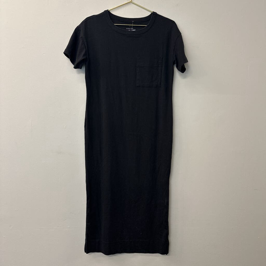 Everlane Black Cotton Short Sleeve Midi T Shirt Dress Small