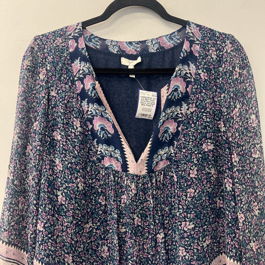 Joie Blue/ Purple Floral Print Long Sleeve Top Small