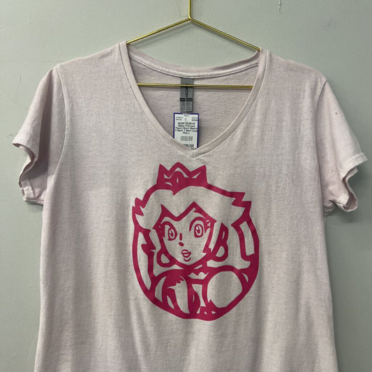 Princess Peach Short Sleeve V-Neck T-Shirt Large