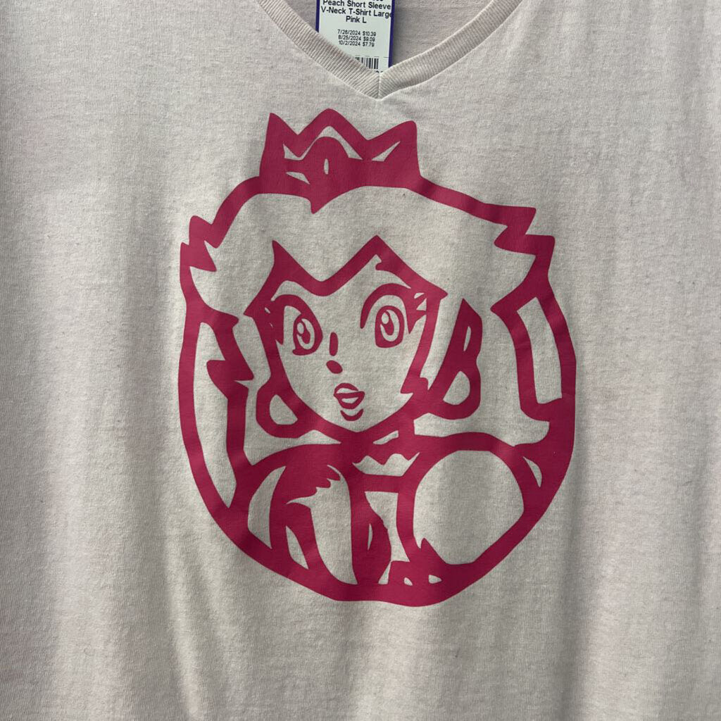 Princess Peach Short Sleeve V-Neck T-Shirt Large