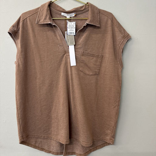 Jane + Delancey Light Brown Collared Tank Large