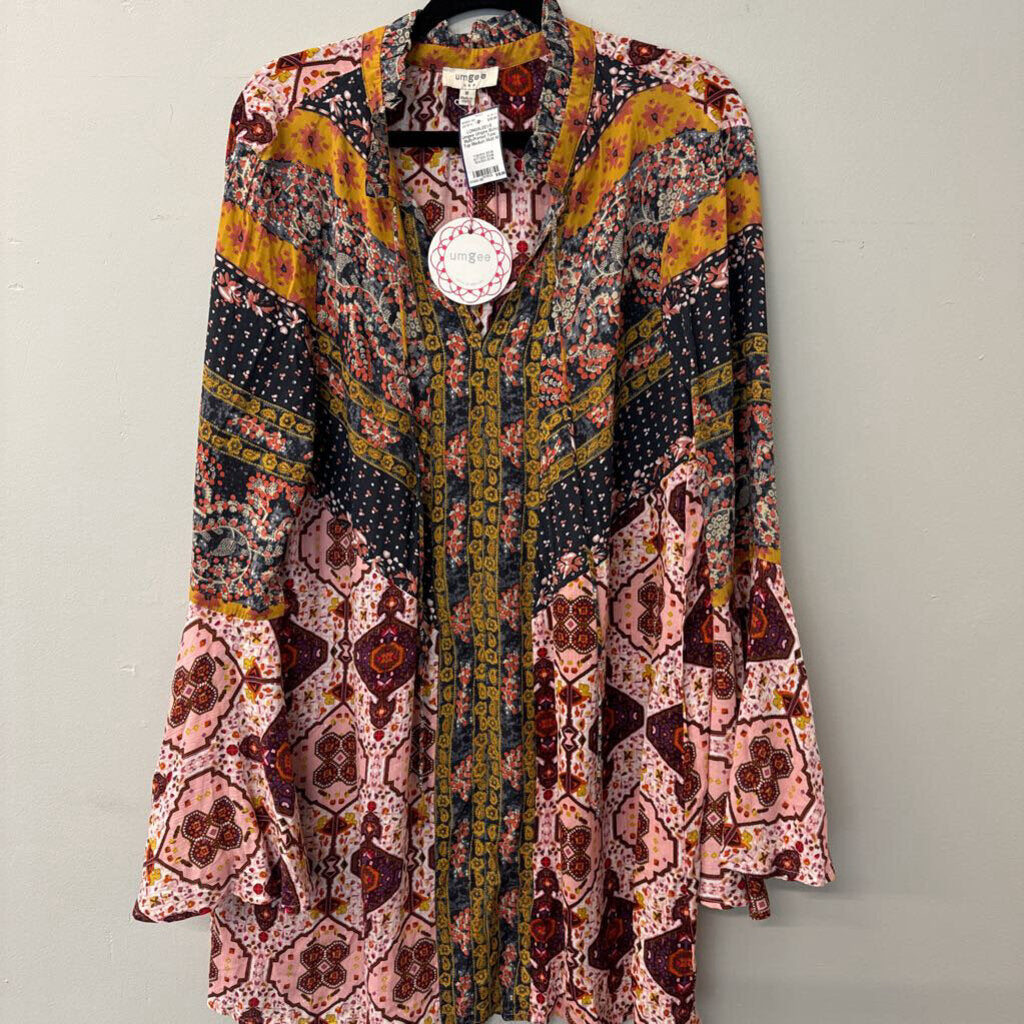 Umgee Boho Multi-Printed Tunic Top Medium