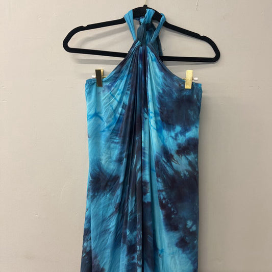 Brightly Twisted Blue Tie Dye Halter Maxi O/S