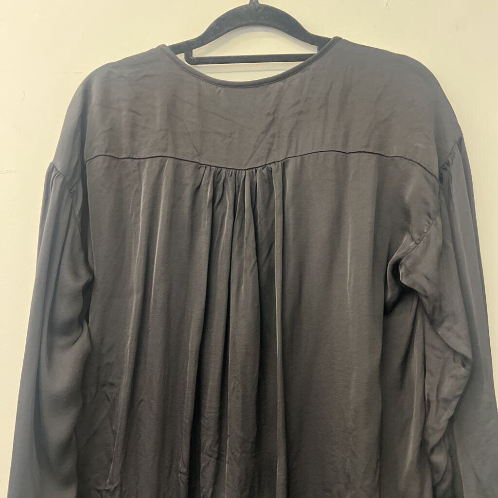 Vici Black Blouse with Frayed Hem Large