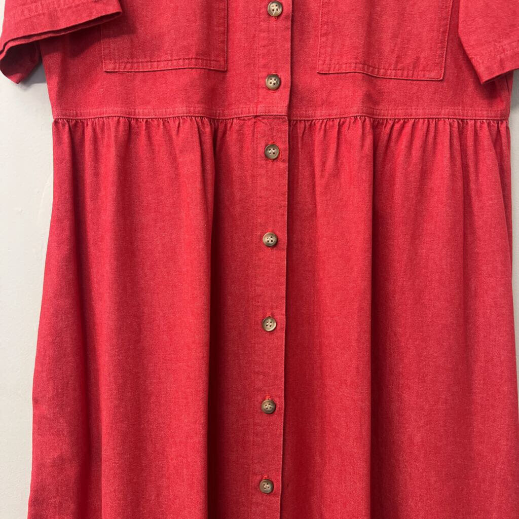 Vintage Red Denim Maxi Dress 14