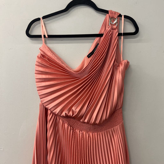 Coral Accordion Pleated One-Shoulder Midi 12