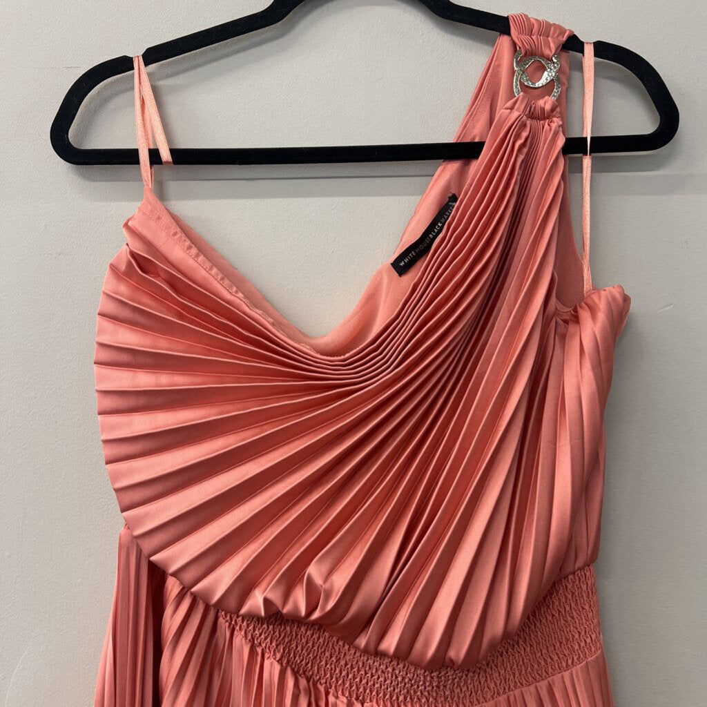 Coral Accordion Pleated One-Shoulder Midi 12