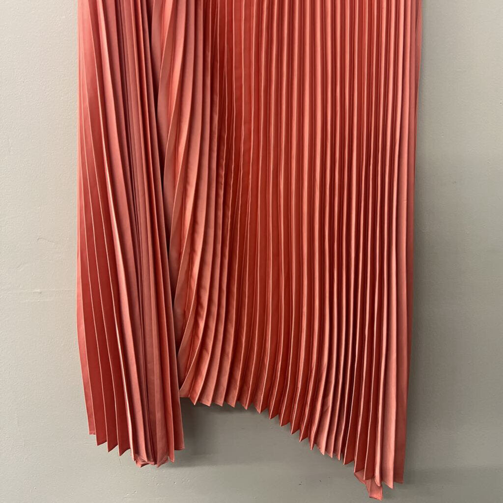 Coral Accordion Pleated One-Shoulder Midi 12