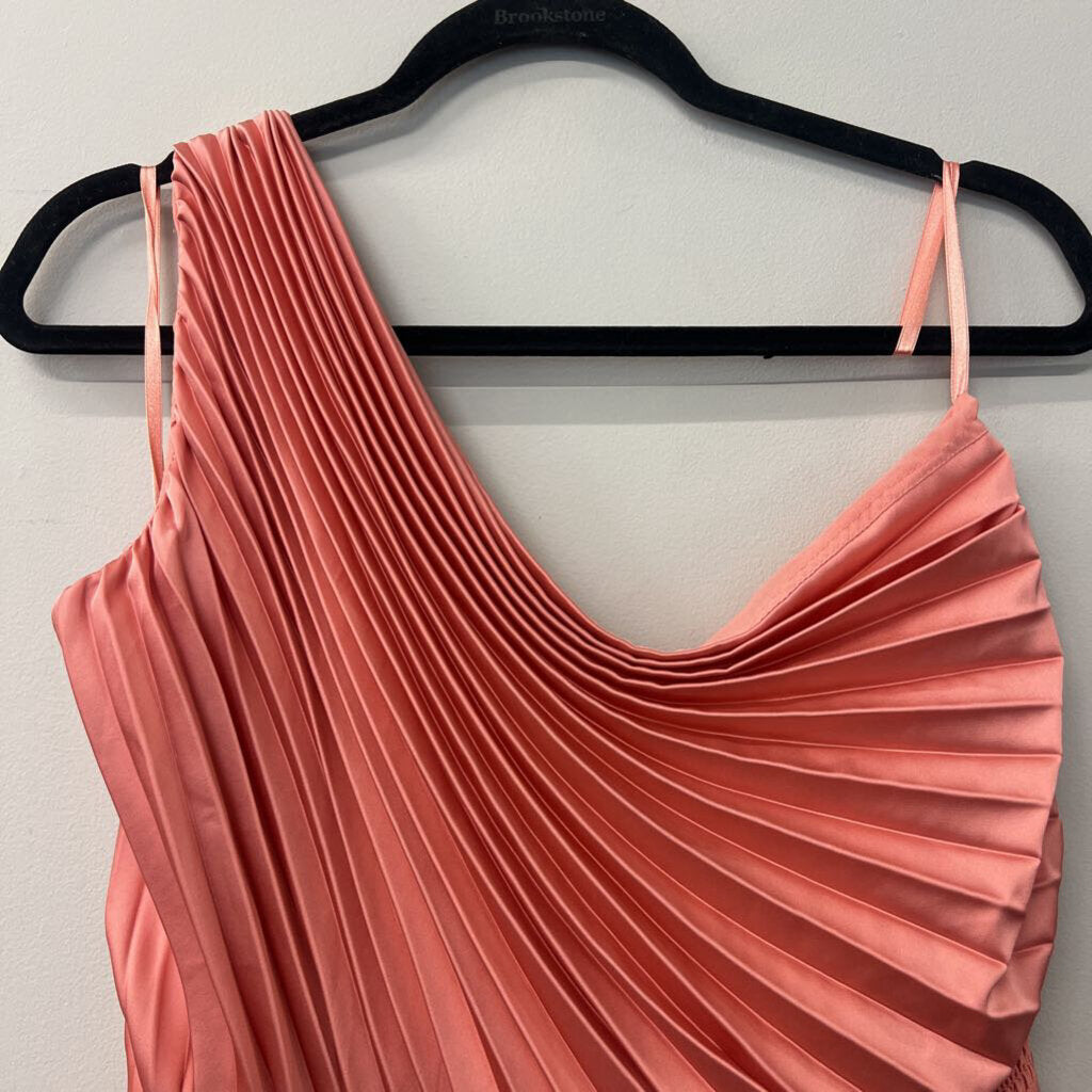 Coral Accordion Pleated One-Shoulder Midi 12