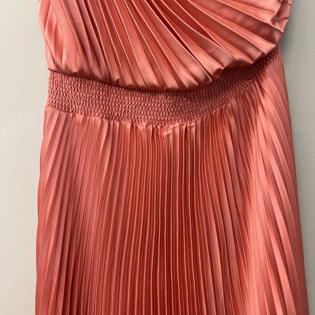 Coral Accordion Pleated One-Shoulder Midi 12