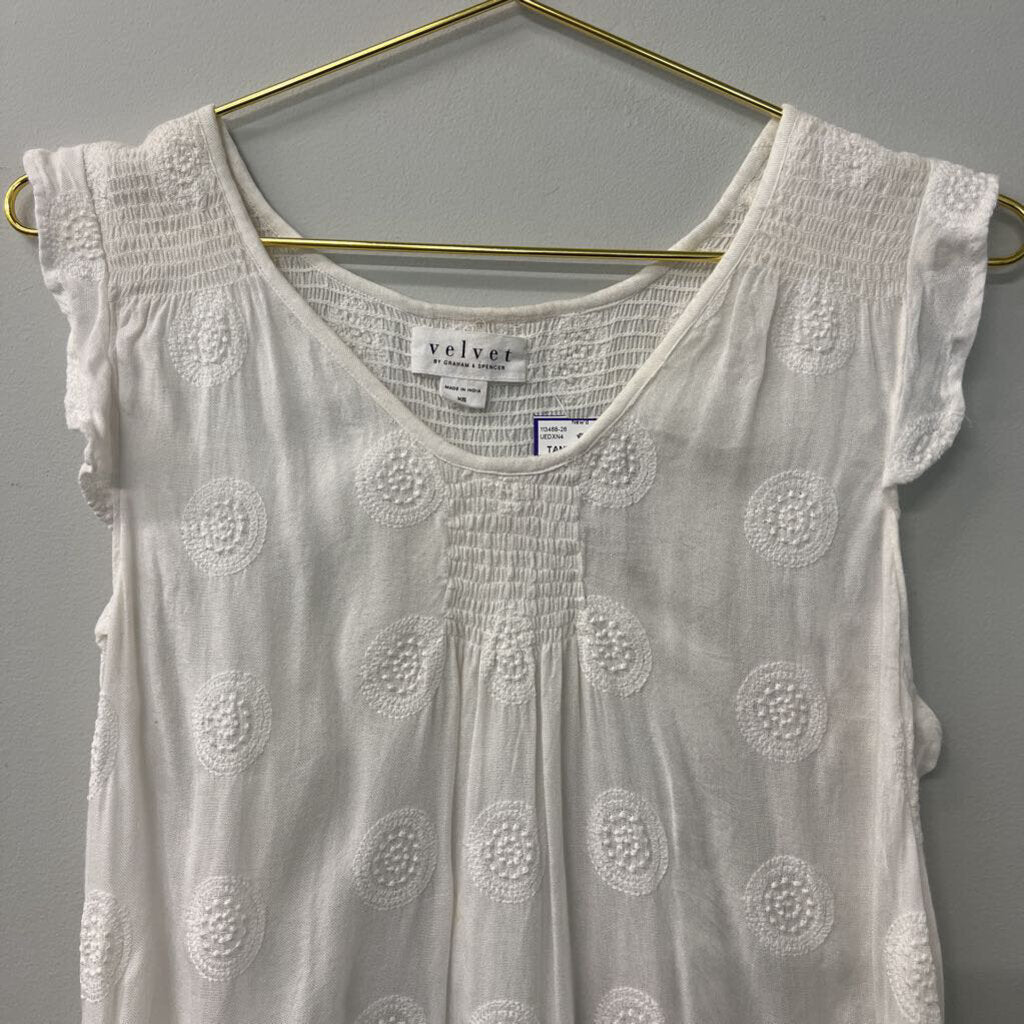 "Velvet" White Circle Pattern Top Extra Small