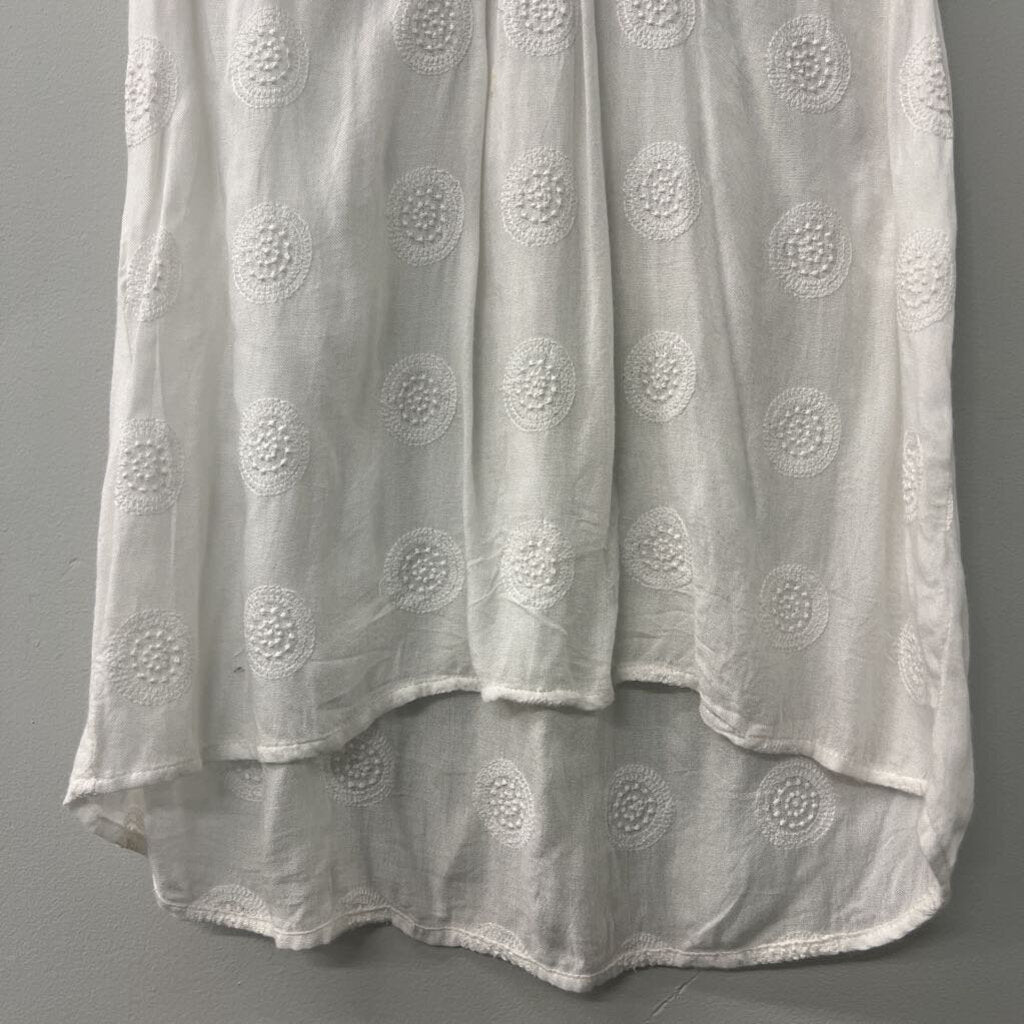 "Velvet" White Circle Pattern Top Extra Small