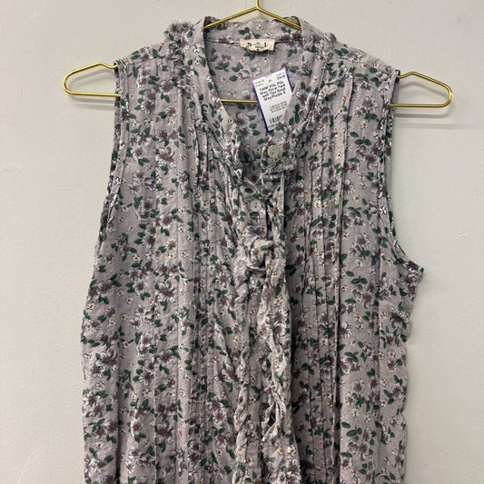 POL Grey Floral Tank with Ties Small