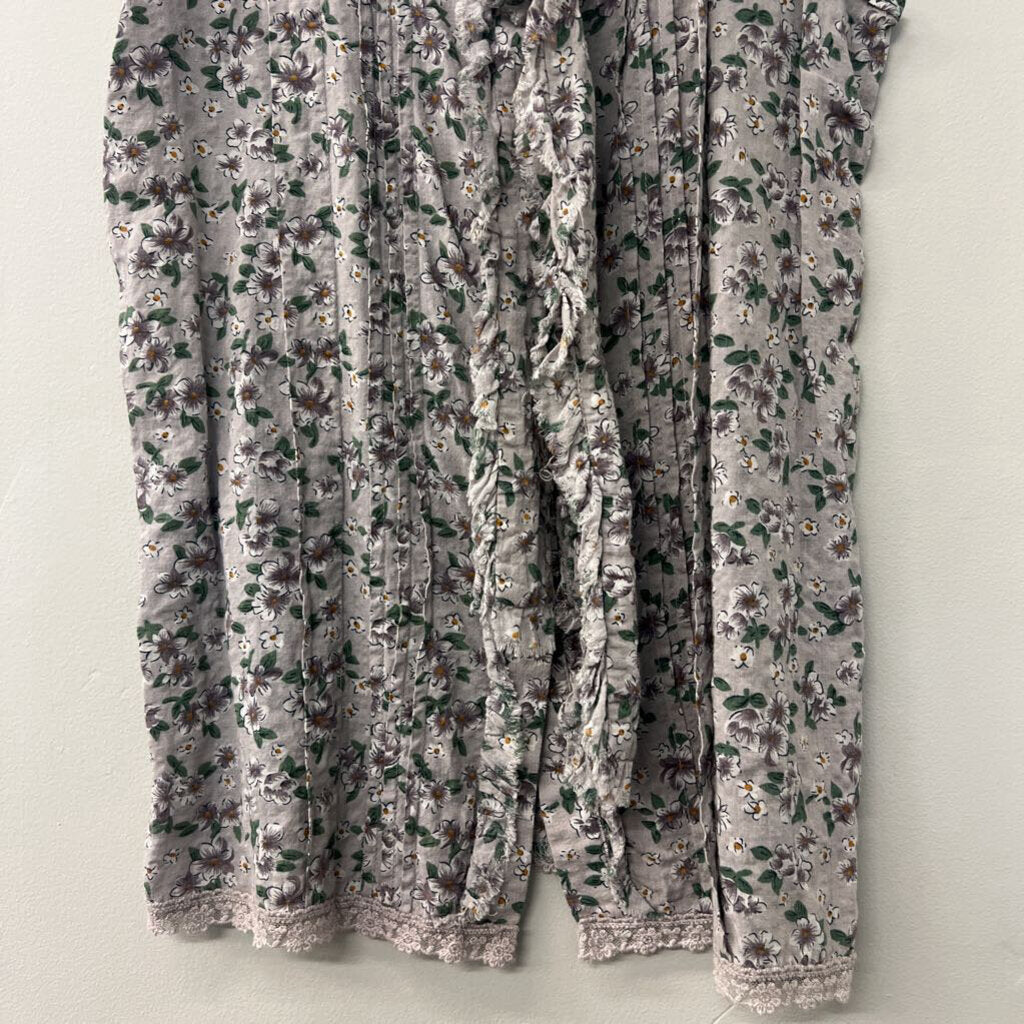 POL Grey Floral Tank with Ties Small