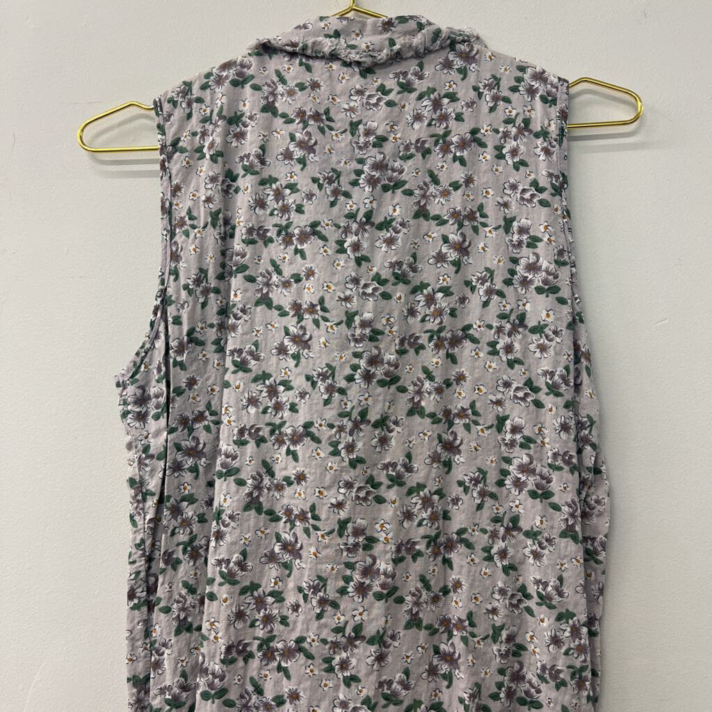 POL Grey Floral Tank with Ties Small