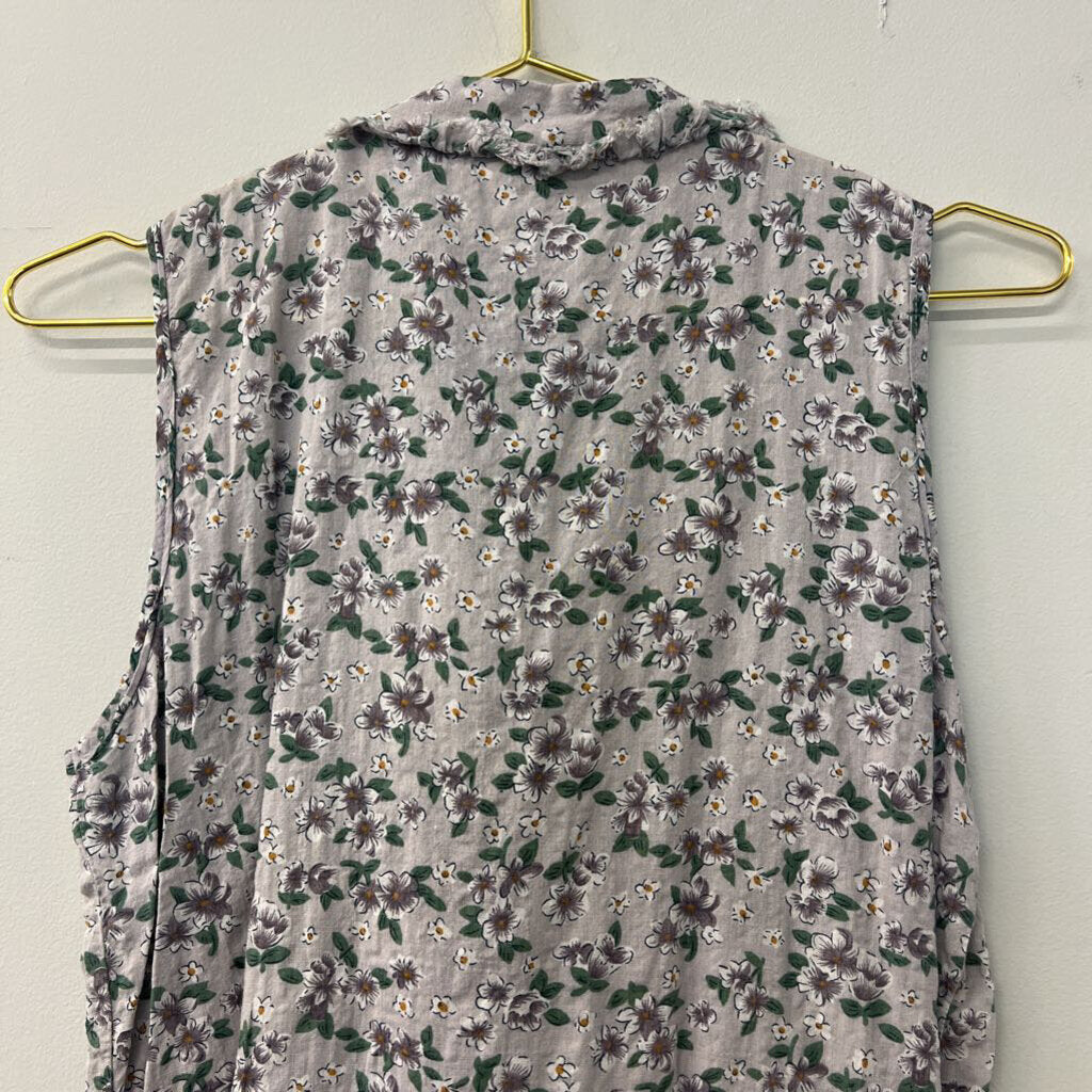 POL Grey Floral Tank with Ties Small