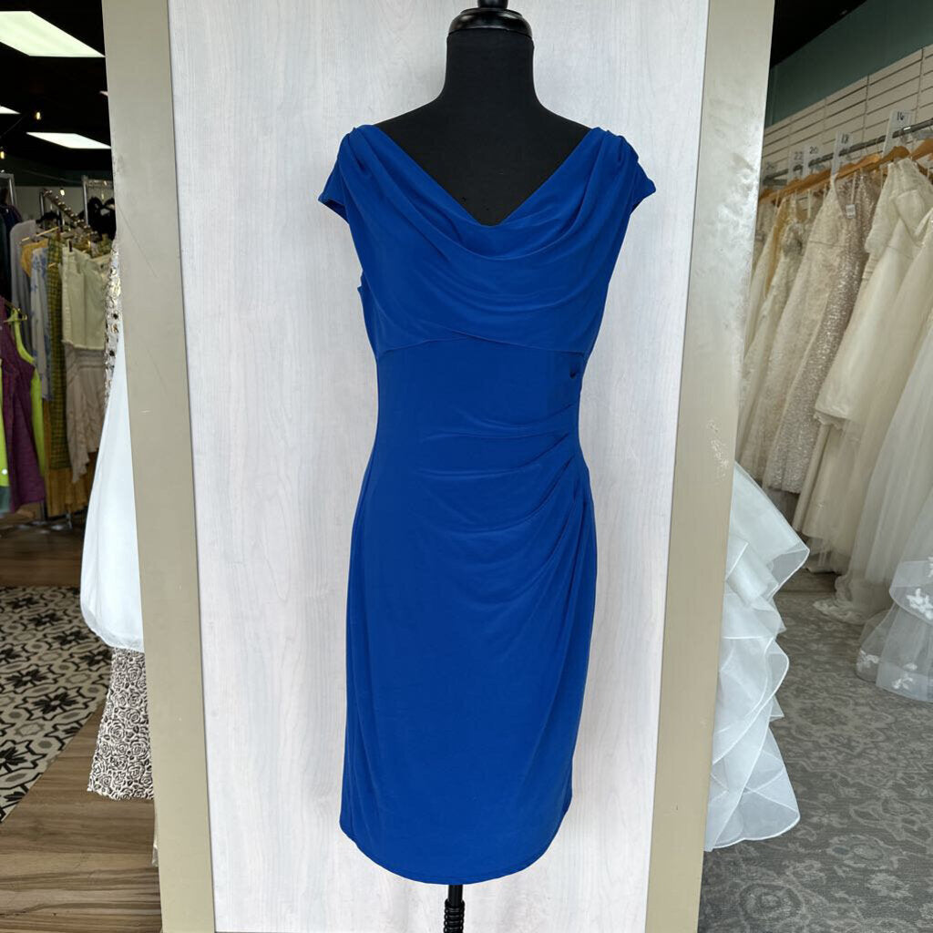 Ralph Lauren Blue Scoop Neck Ruched Detail Dress 8