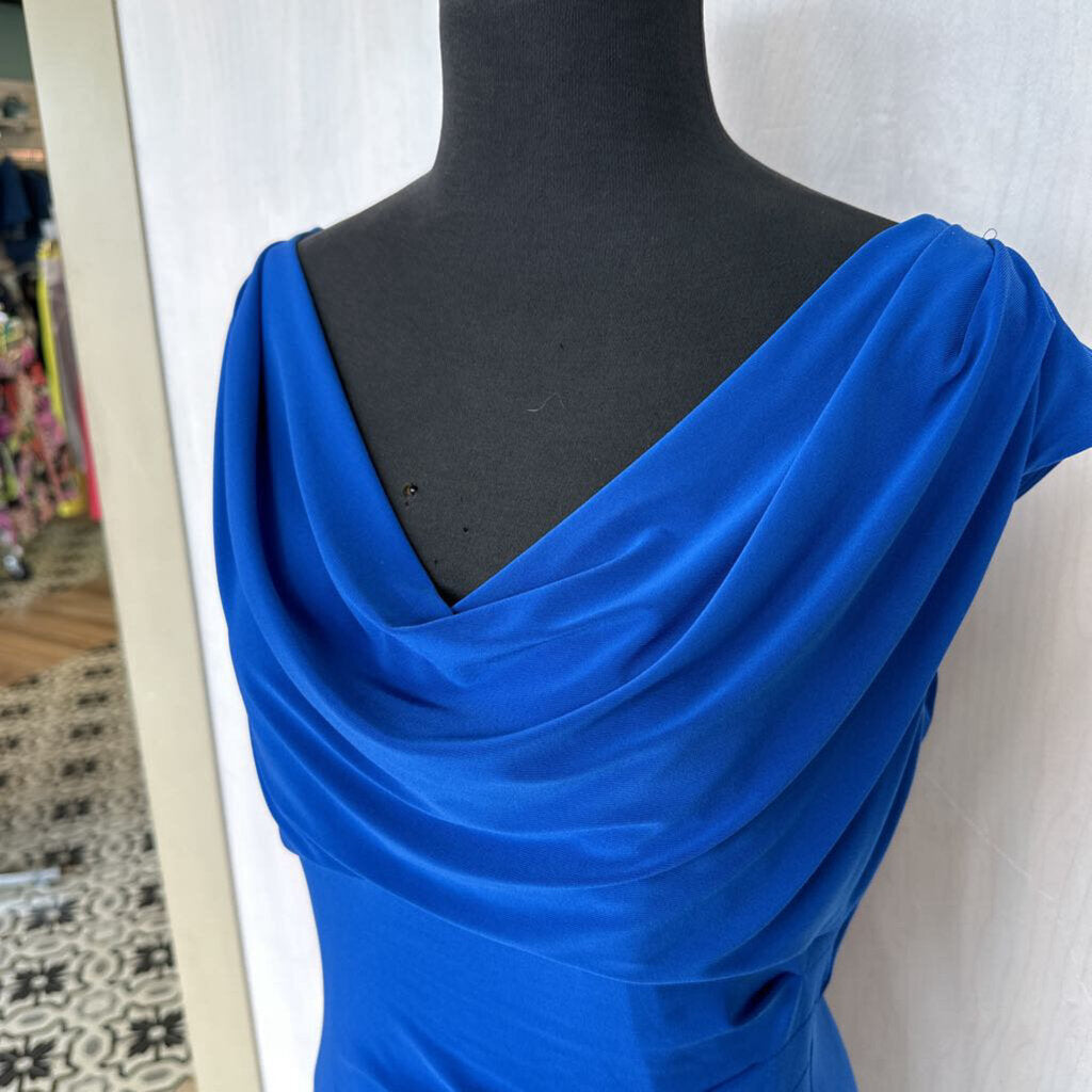 Ralph Lauren Blue Scoop Neck Ruched Detail Dress 8