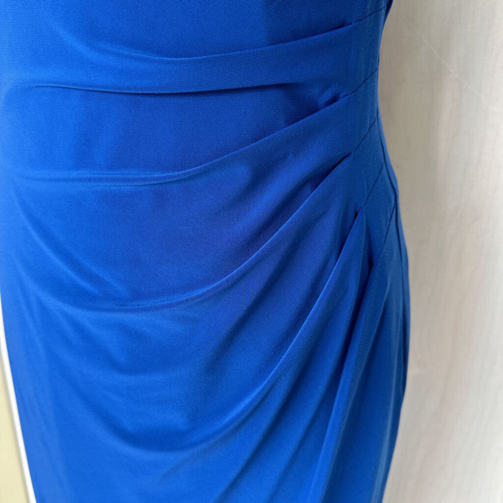 Ralph Lauren Blue Scoop Neck Ruched Detail Dress 8