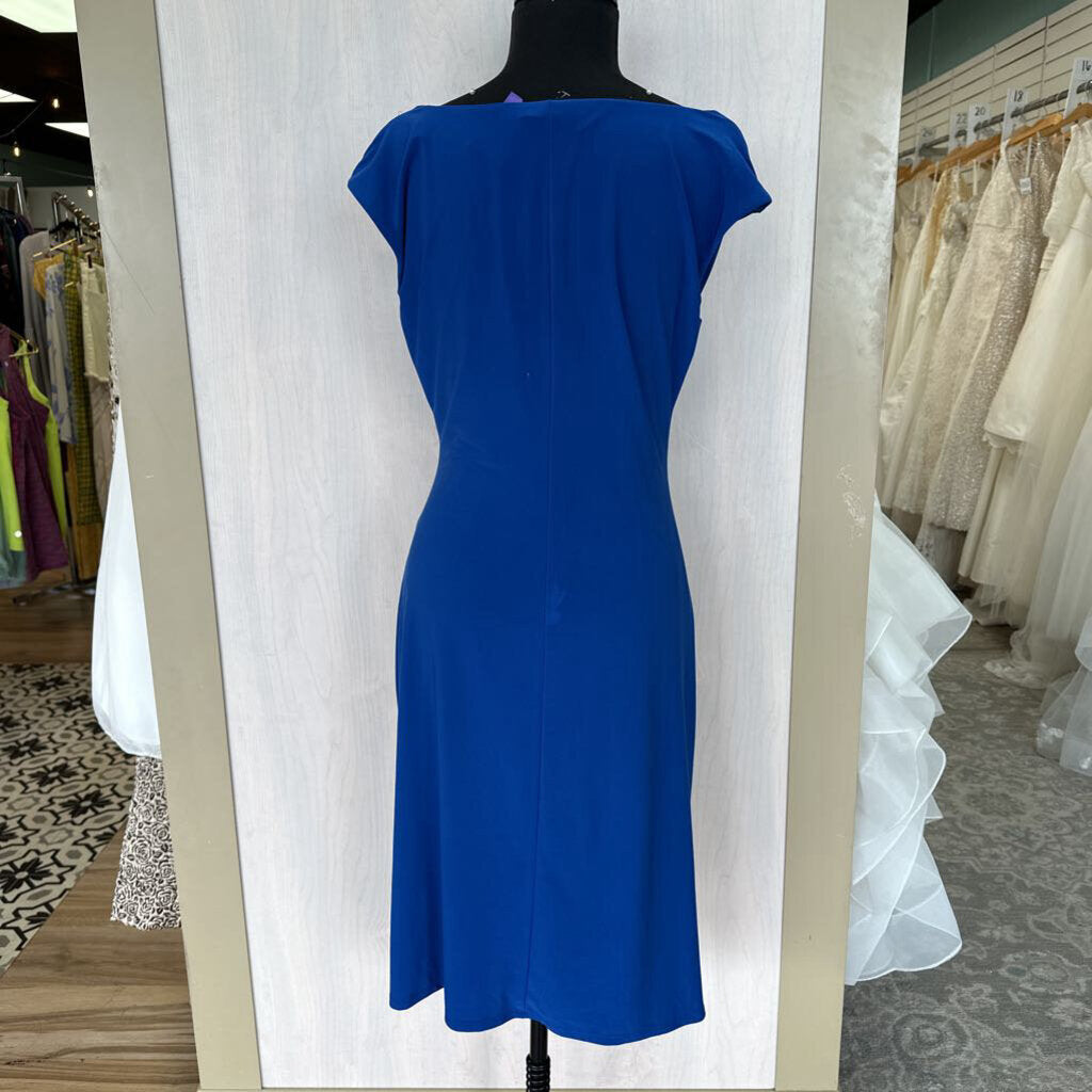 Ralph Lauren Blue Scoop Neck Ruched Detail Dress 8