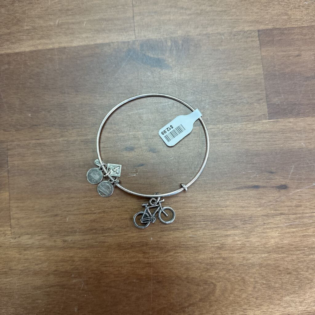 Alex and Ani Silver Bicycle Charm Bangle Bracelet