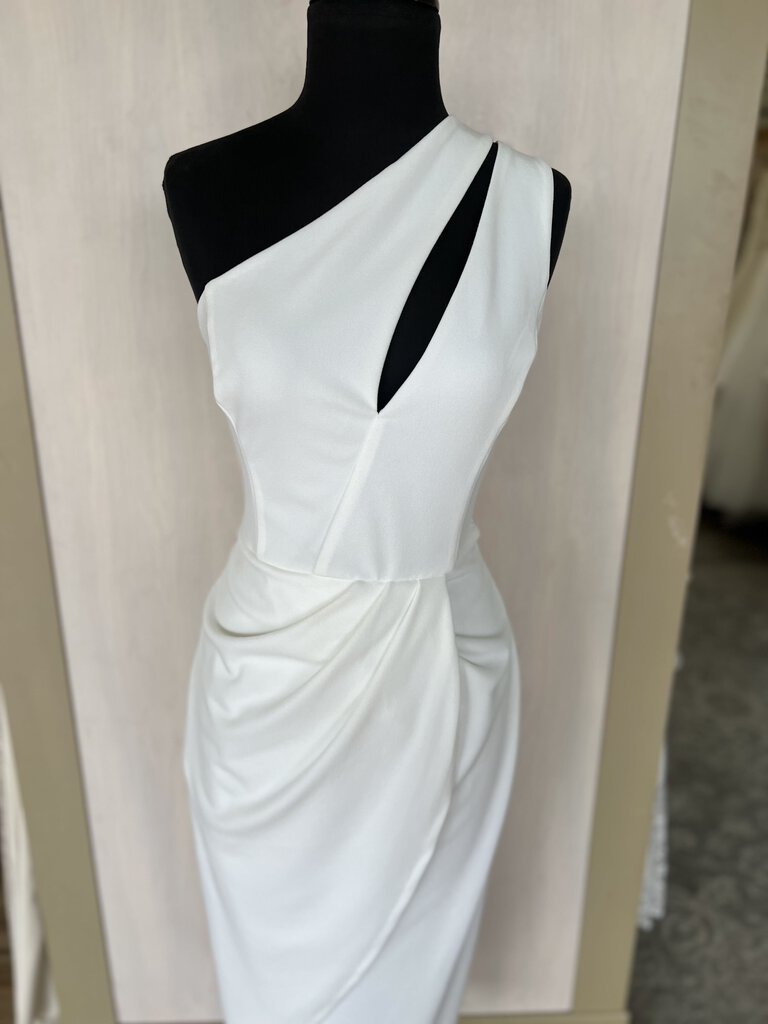 Lulus One Shoulder Crepe Bridal Dress Large