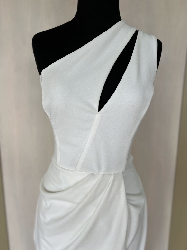 Lulus One Shoulder Crepe Bridal Dress Large