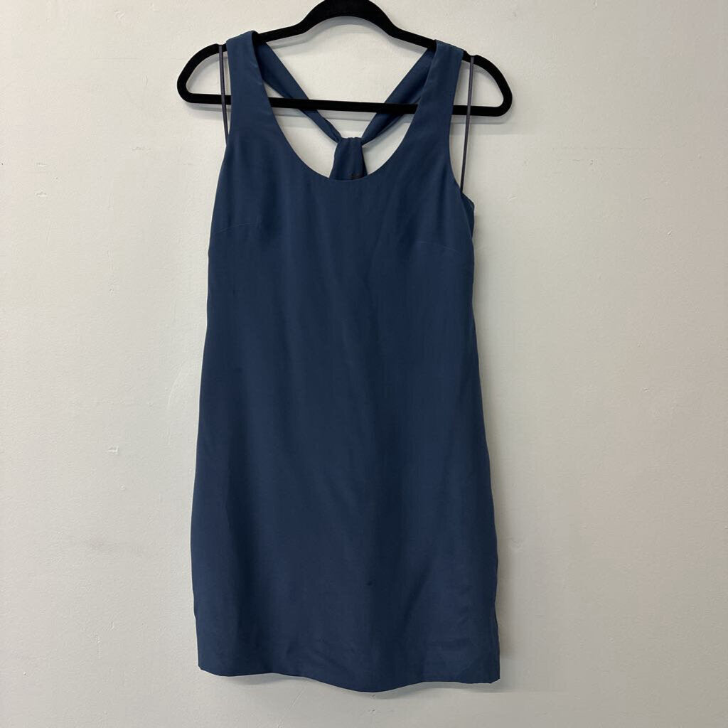 J Crew Blue Silky Cross Back Shift Dress 0