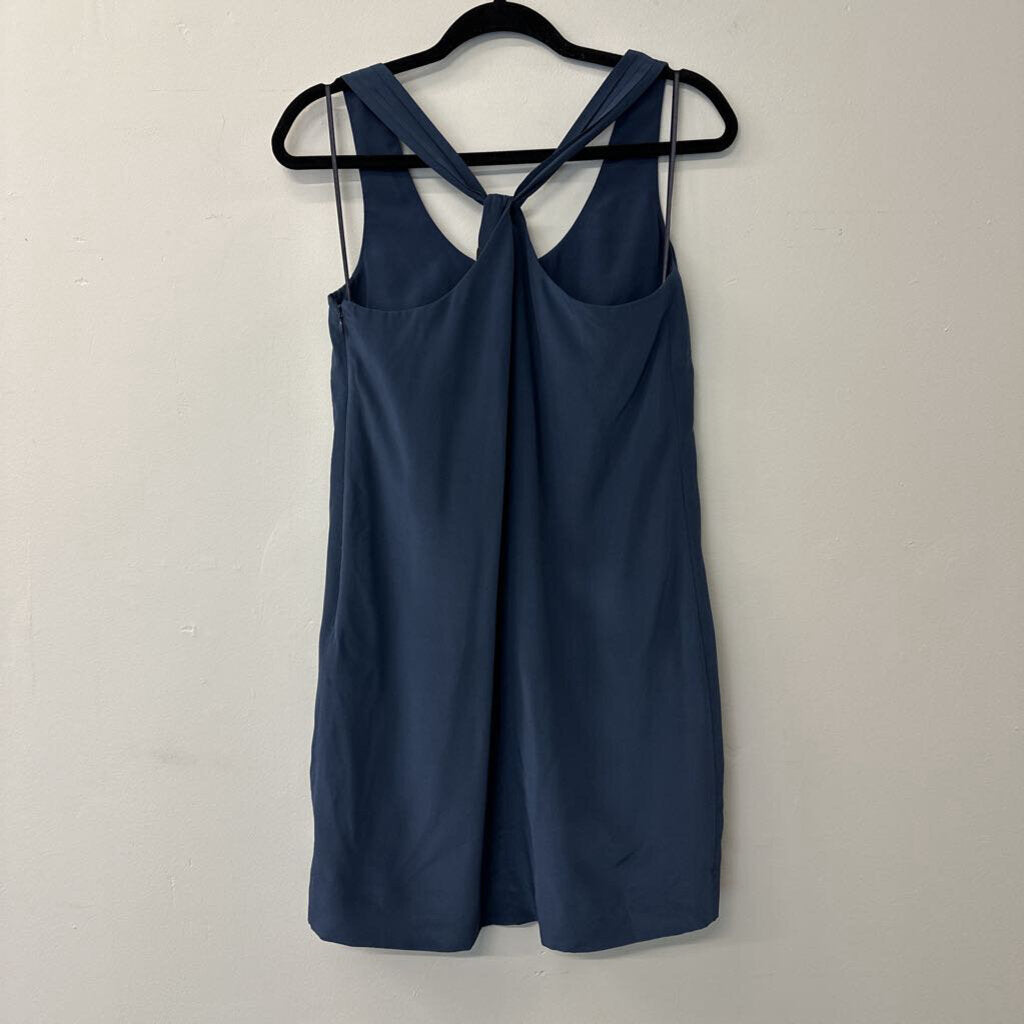 J Crew Blue Silky Cross Back Shift Dress 0