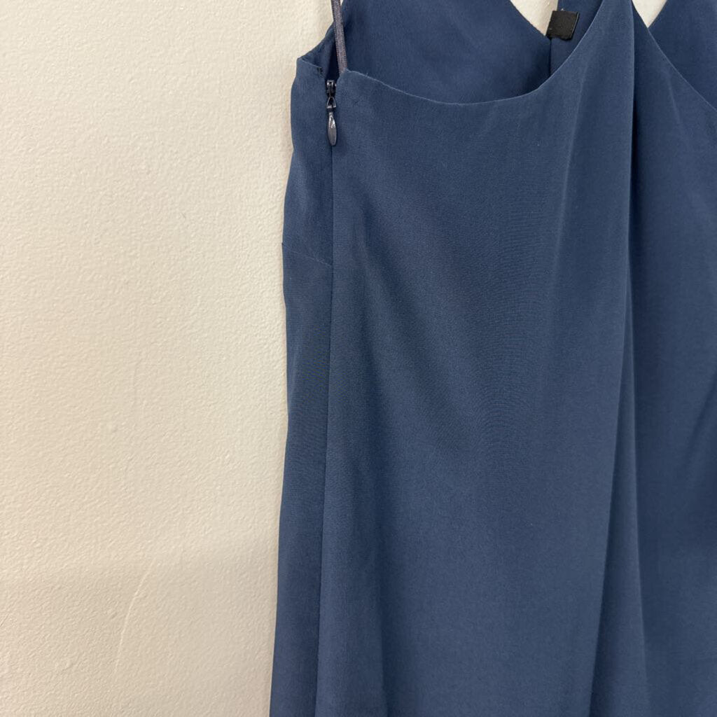 J Crew Blue Silky Cross Back Shift Dress 0