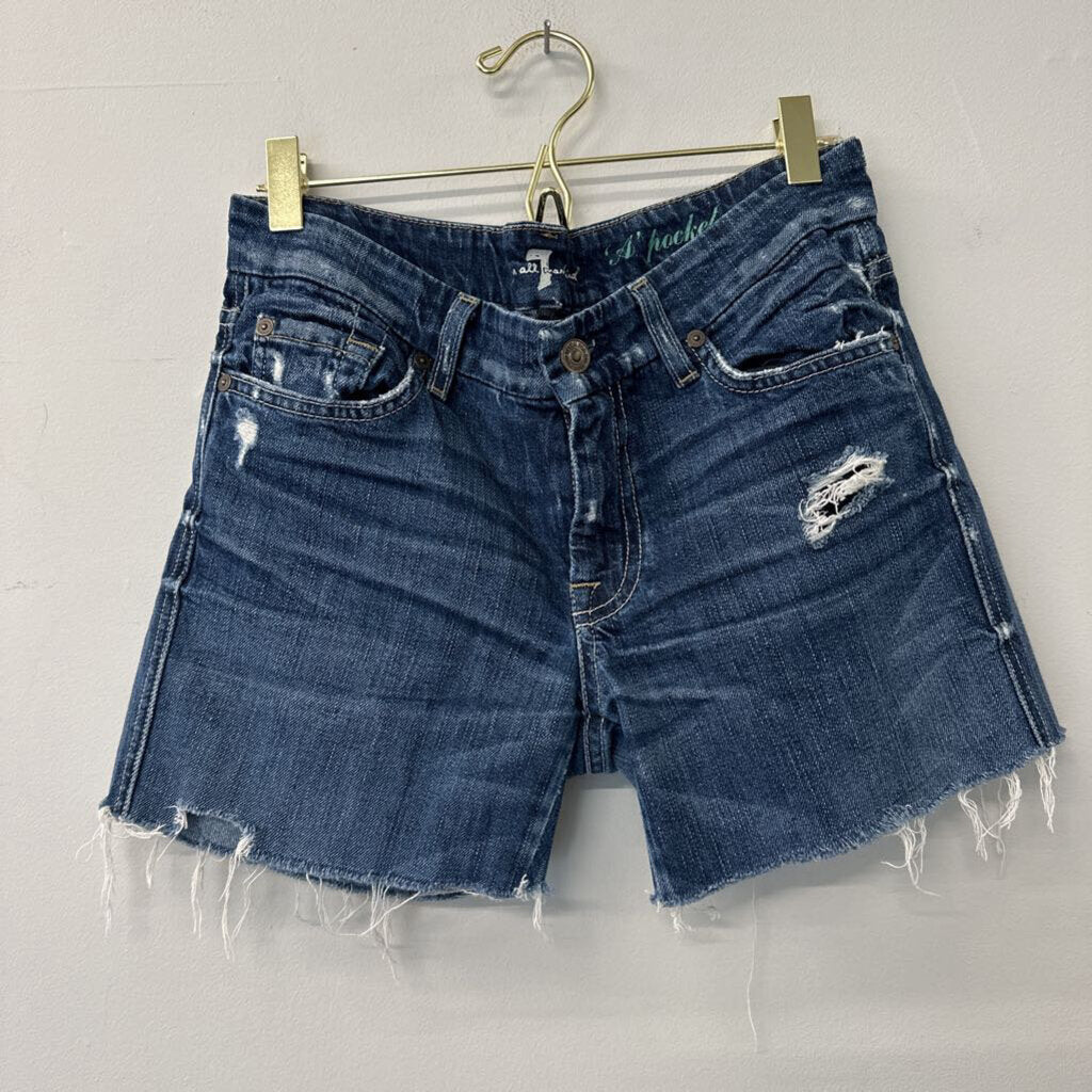 7 For All Mankind Medium Wash Cutoff Denim Shorts 28