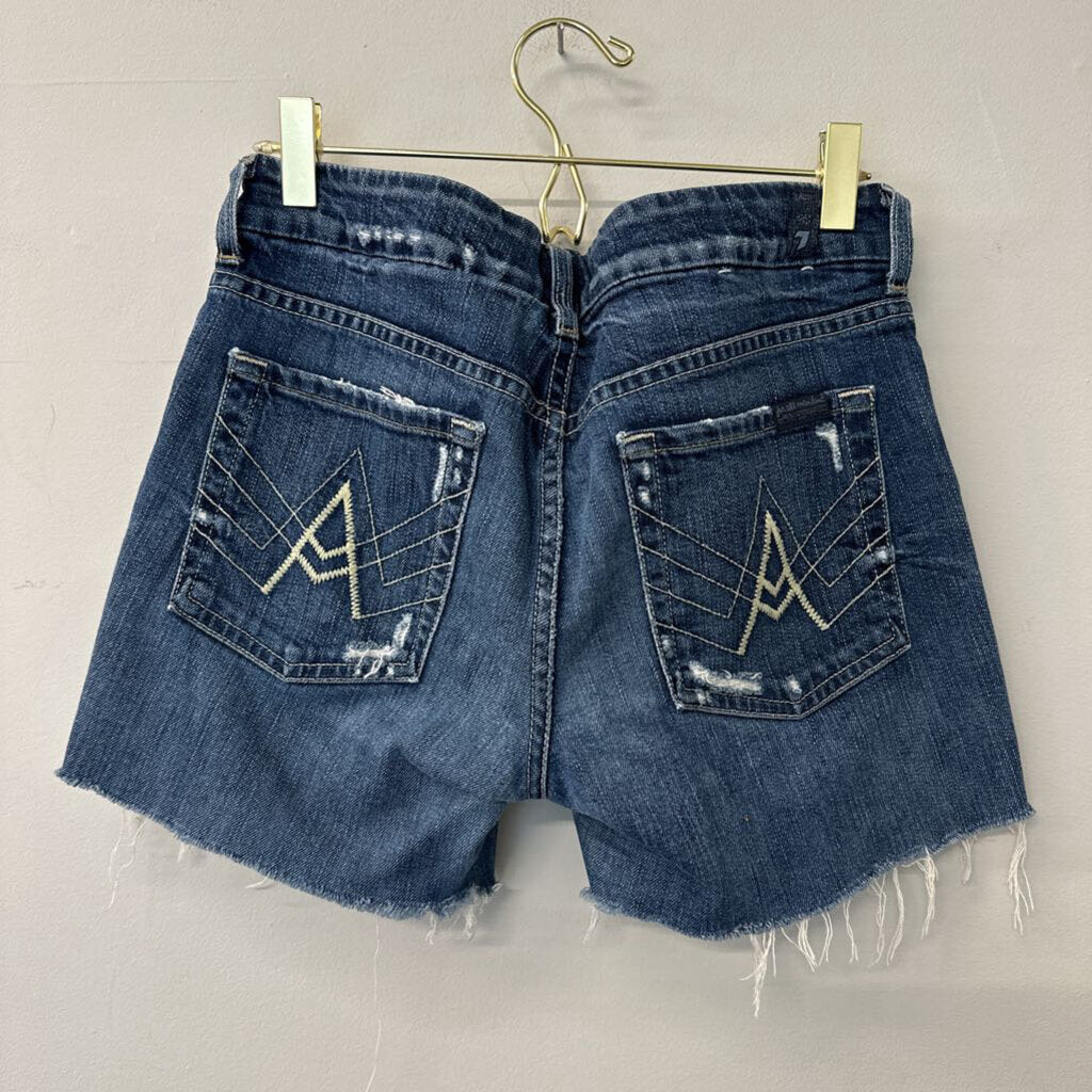 7 For All Mankind Medium Wash Cutoff Denim Shorts 28