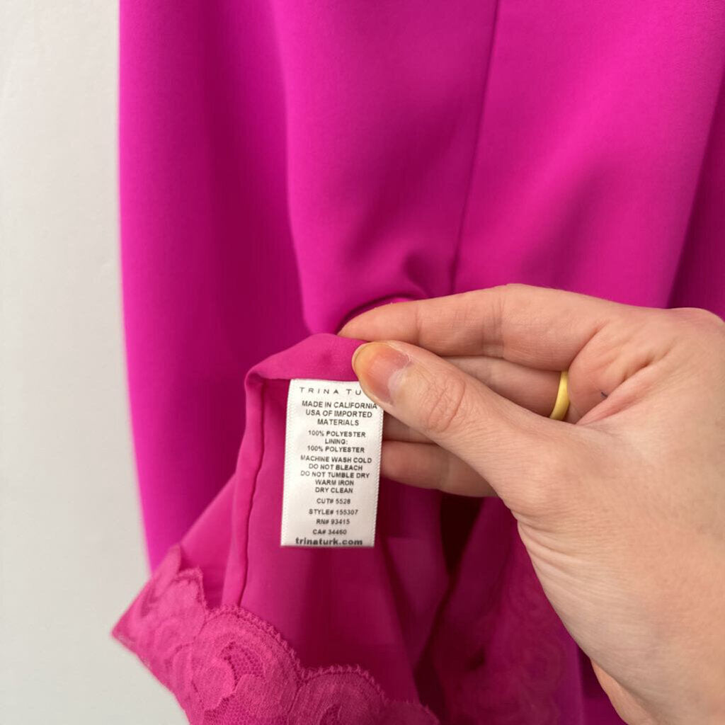 Trina Turk Hot Pink Side Ruffle Detail Dress 6