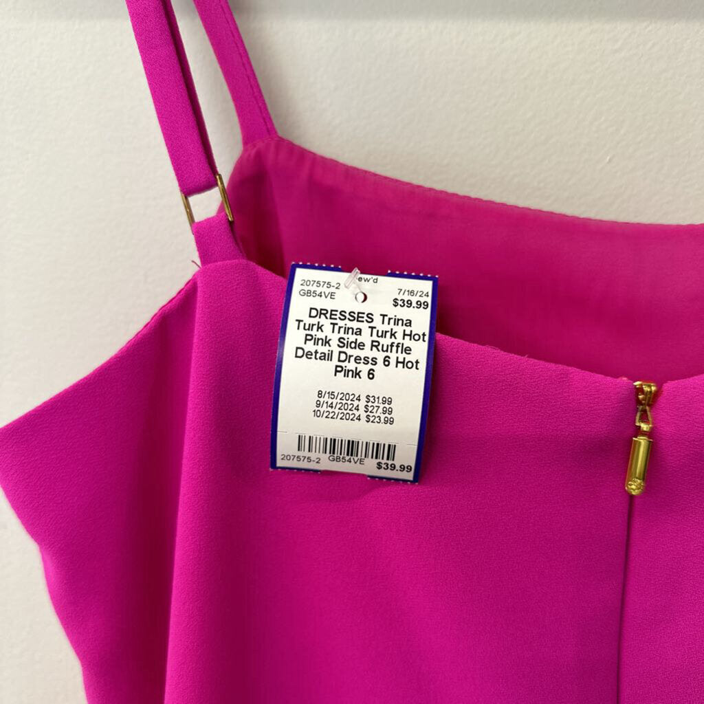 Trina Turk Hot Pink Side Ruffle Detail Dress 6