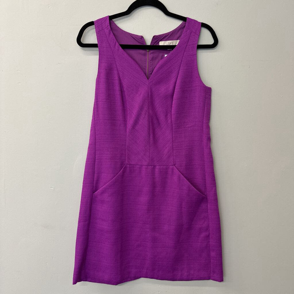 Loft Bright Purple Textured Sleeveless Dress 4