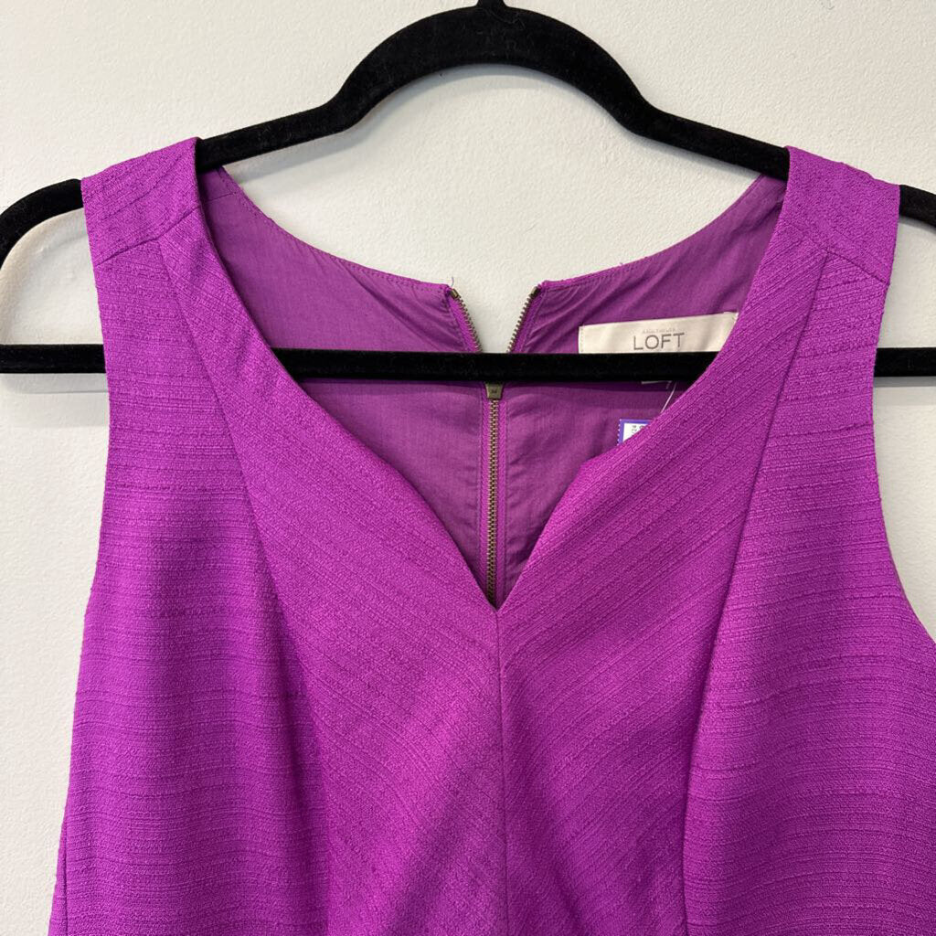 Loft Bright Purple Textured Sleeveless Dress 4