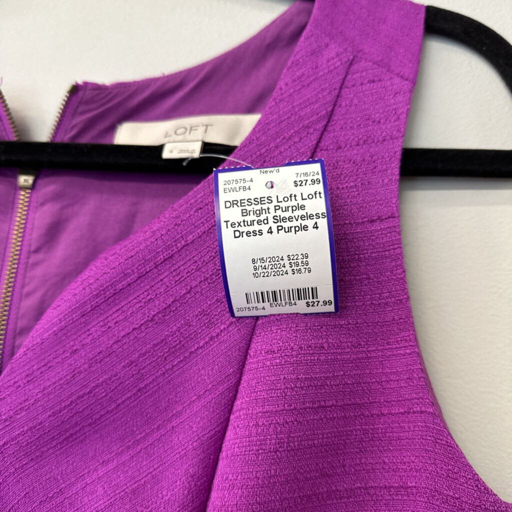 Loft Bright Purple Textured Sleeveless Dress 4